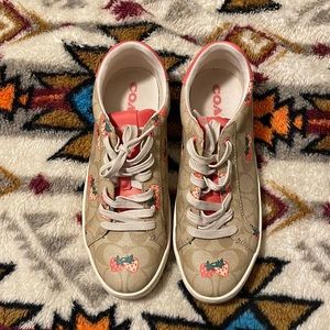 Coach strawberry coated canvas tennis shoes
